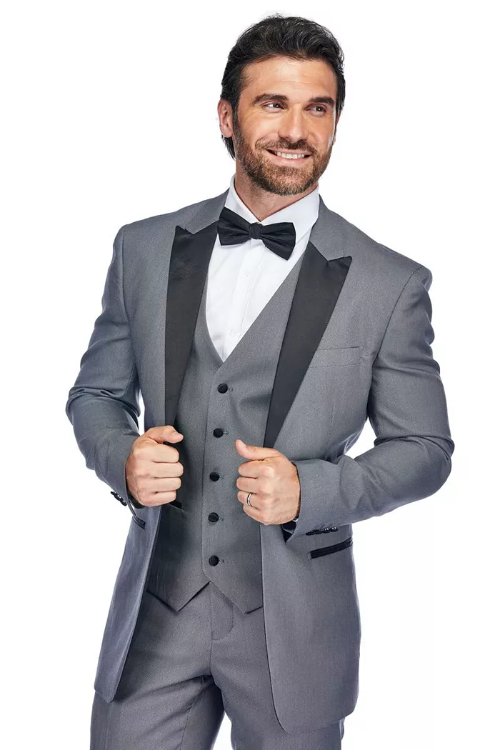 Men's 3 Piece Birdseye Peak Lapel Tuxedo Set - thumbnail 7