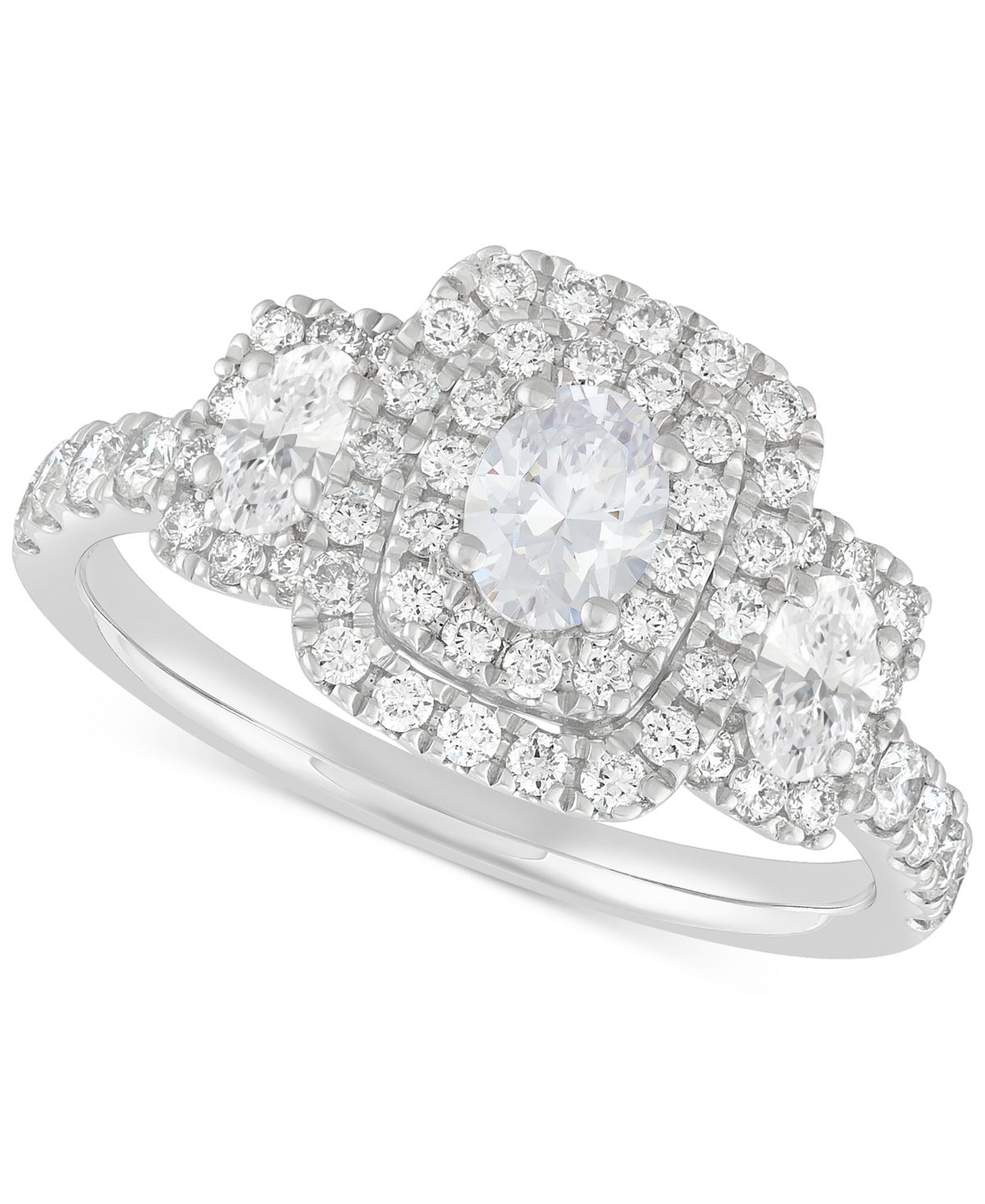 Macy's Diamond Oval Double Halo Engagement Ring (1-1/3 Ct. T.w.) In 14k White Gold