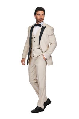 Men's 3-Piece Slim Fit Tuxedo with Peak Lapel