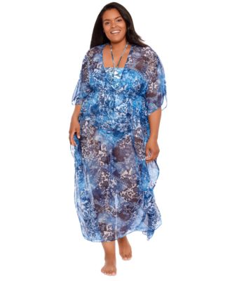 Lauren Ralph Lauren - Plus Size Midi Caftan Cotton Cover-Up