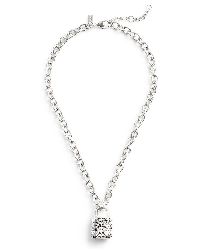 COACH Faux Stone Signature Quilted Padlock Pendant Necklace Macy's