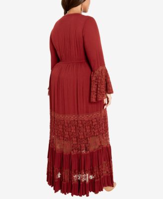 chinese dress ladies Avery Lace Maxi Dress | Kashmiri Chai | M - 60 | Lace Overlay, Slim Fit, Maxi Length | Clothing