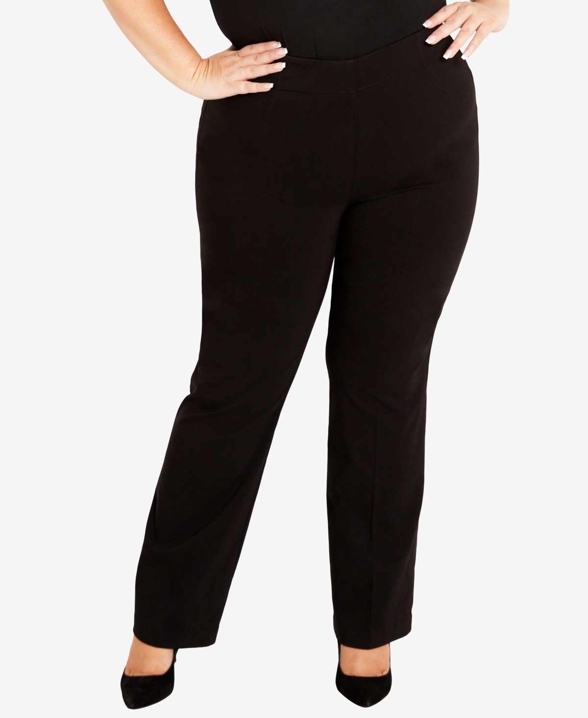 Avenue Plus Size Super Stretch Bootcut Tall Length Pants In Black