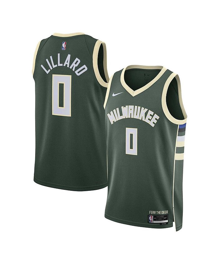 Nike Men's and Women's Damian Lillard Hunter Green Milwaukee Bucks ...