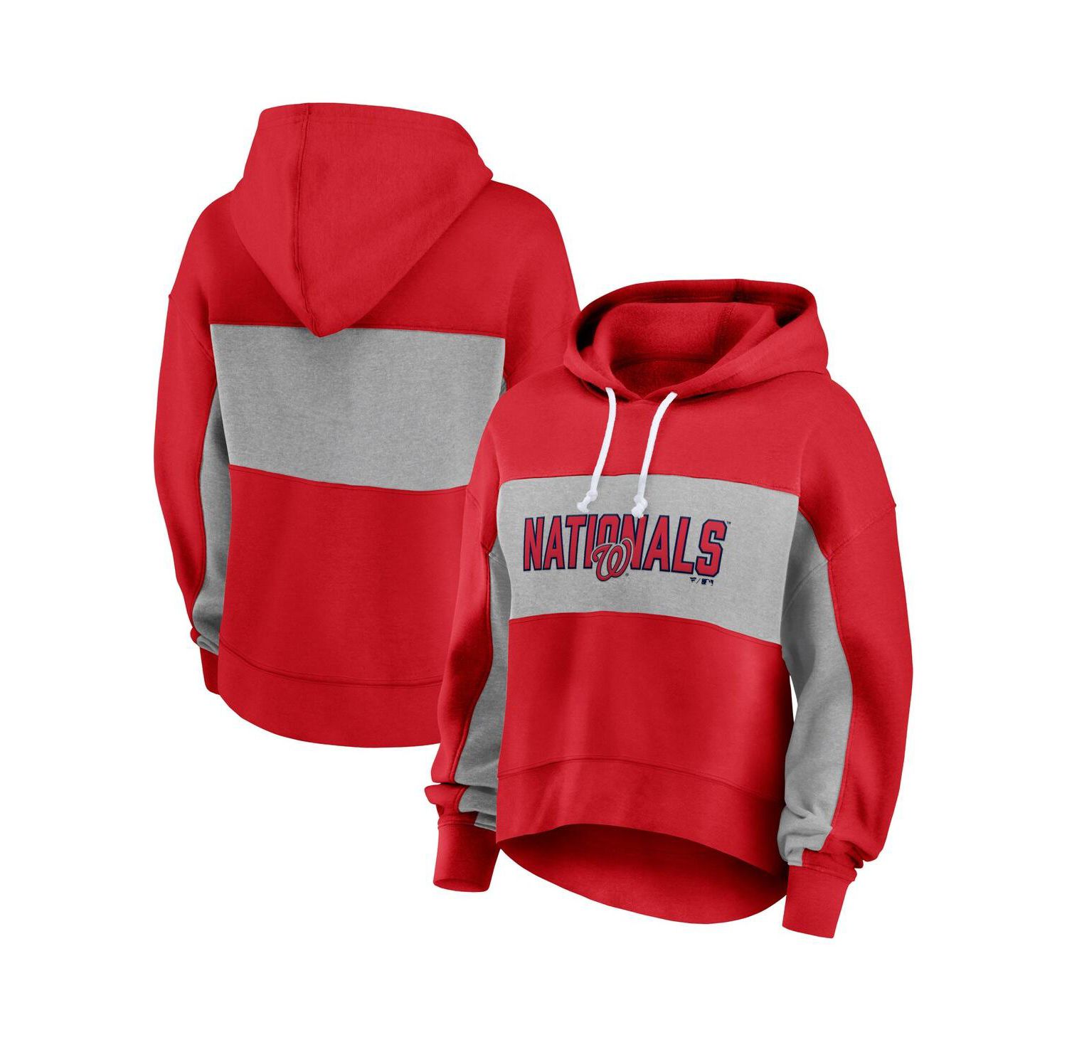 Women's Red Washington Nationals Filled Stat Sheet Pullover Hoodie