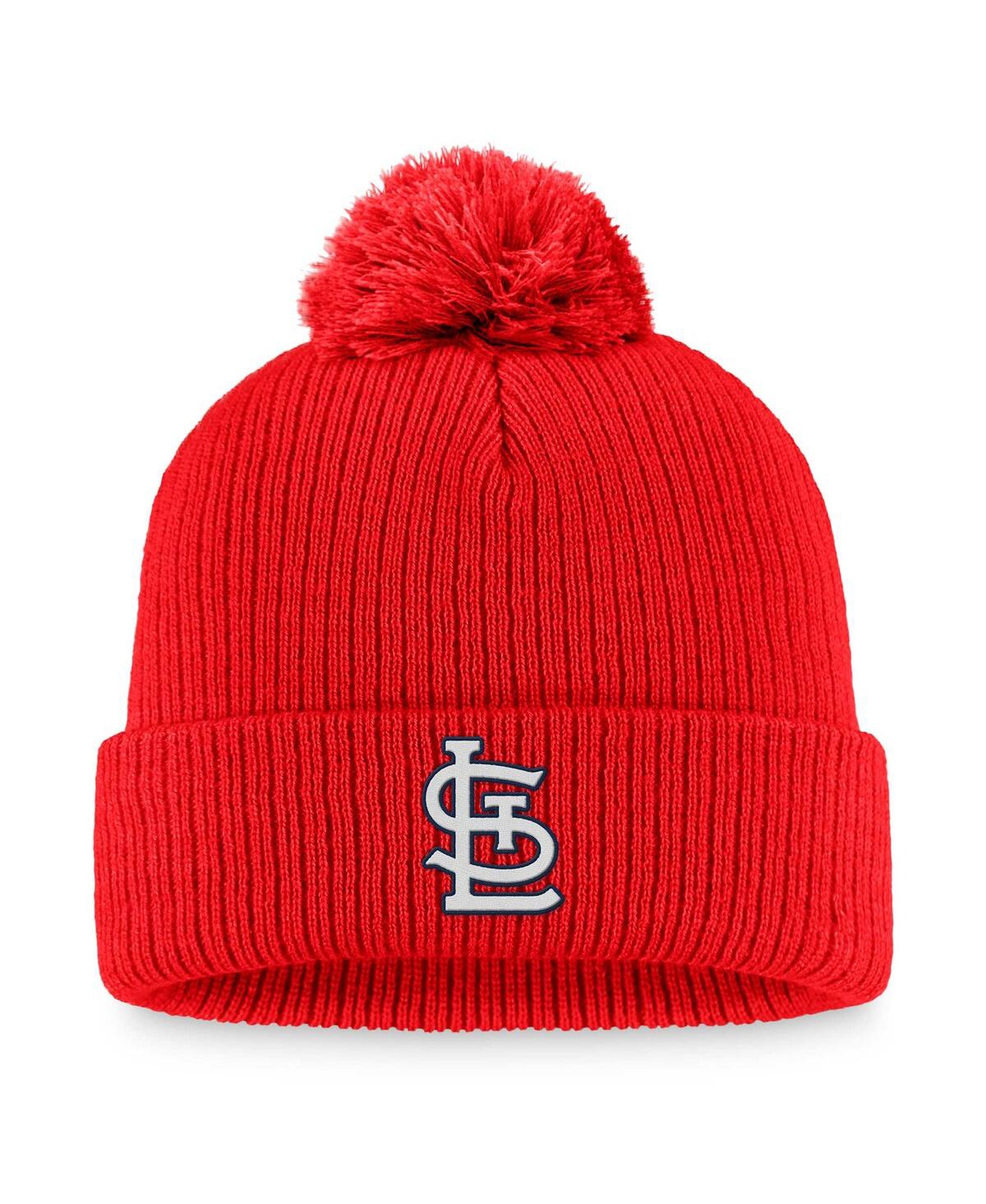 Women's FanaticsSt. Louis Cardinals Run The Bases Long Sleeve T-shirt and Cuffed Knit Hat with Pom Combo Set - Red