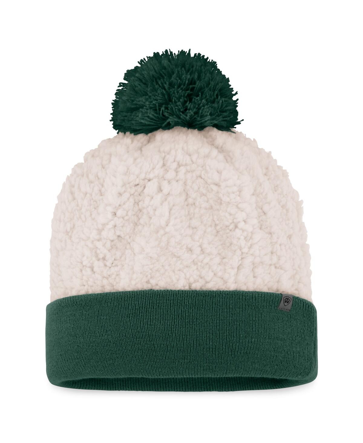 Shop Top Of The World Women's  Cream Michigan State Spartans Grace Sherpa Cuffed Knit Hat With Pom