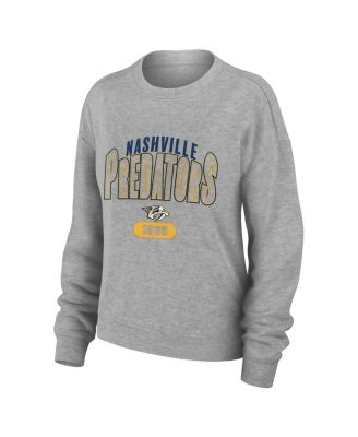 Women's Heather Gray Nashville Predators Knit Long Sleeve Tri-Blend T-shirt and Pants Sleep Set