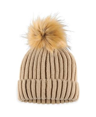 Women's Natural Las Vegas Raiders Neutral Cuffed Knit Hat with Pom