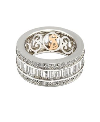 Suzy Levian Sterling Silver Cubic Zirconia White Baguette Modern Eternity Band Ring