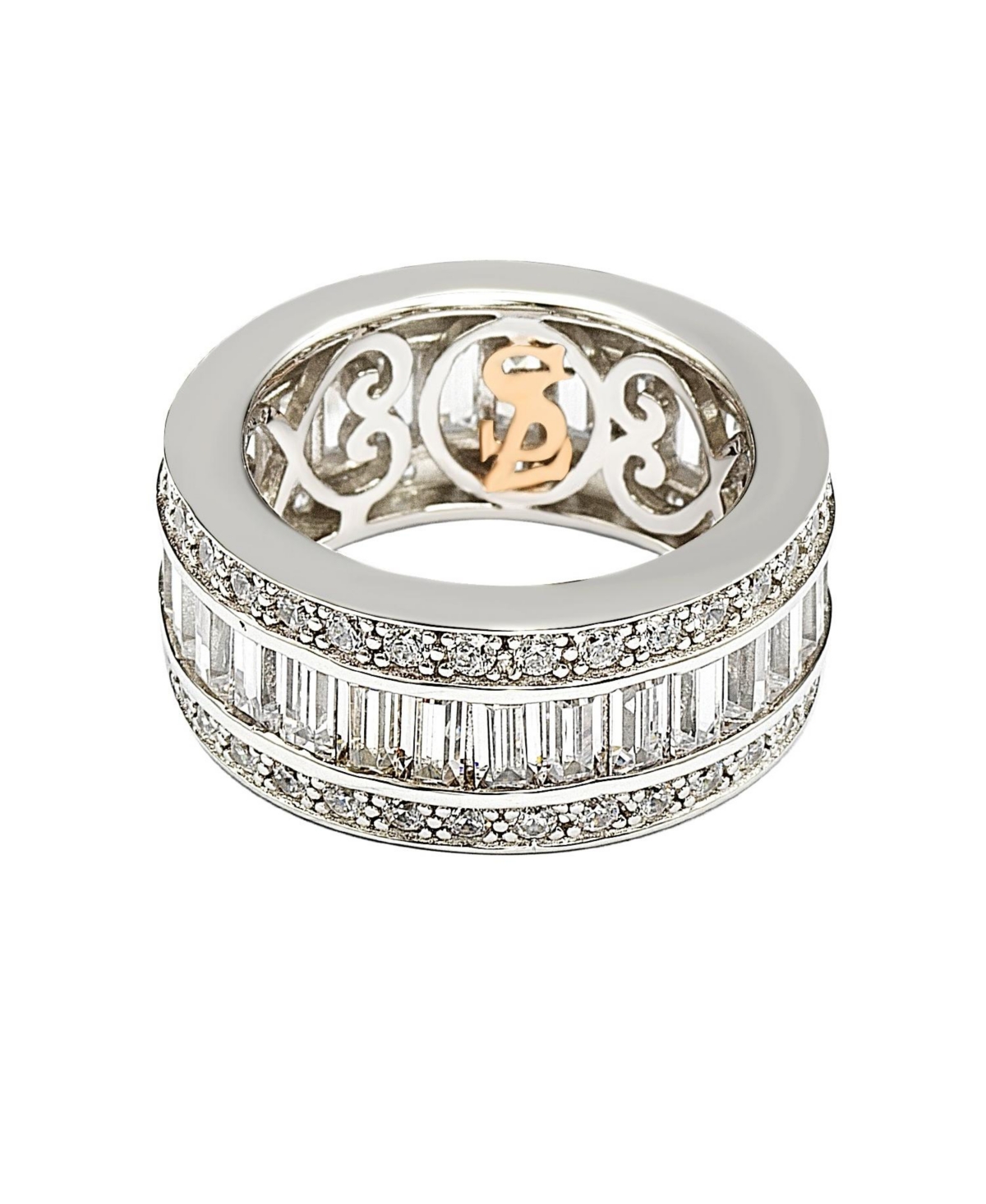 Suzy Levian New York Suzy Levian SterlingCubic Zirconia White Baguette Modern Eternity Band Ring - Silver