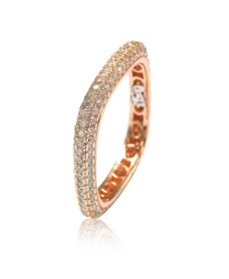 Suzy Levian Sterling Silver Cubic Zirconia Thin Modern Pave Square Eternity Band Ring
