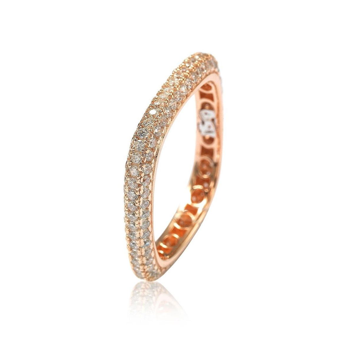 Suzy Levian New York Suzy Levian Sterling Silver Cubic Zirconia Thin Modern Pave Square Eternity Band Ring
