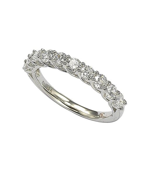 alfani Suzy Levian New York Suzy Levian Sterling Silver White Cubic Zirconia Half Band Ring Jewelry & Watches