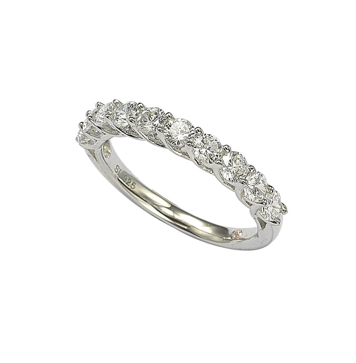 Украшения Suzy Levian New York Suzy Levian Sterling Silver White Cubic Zirconia Half Band — фото 1