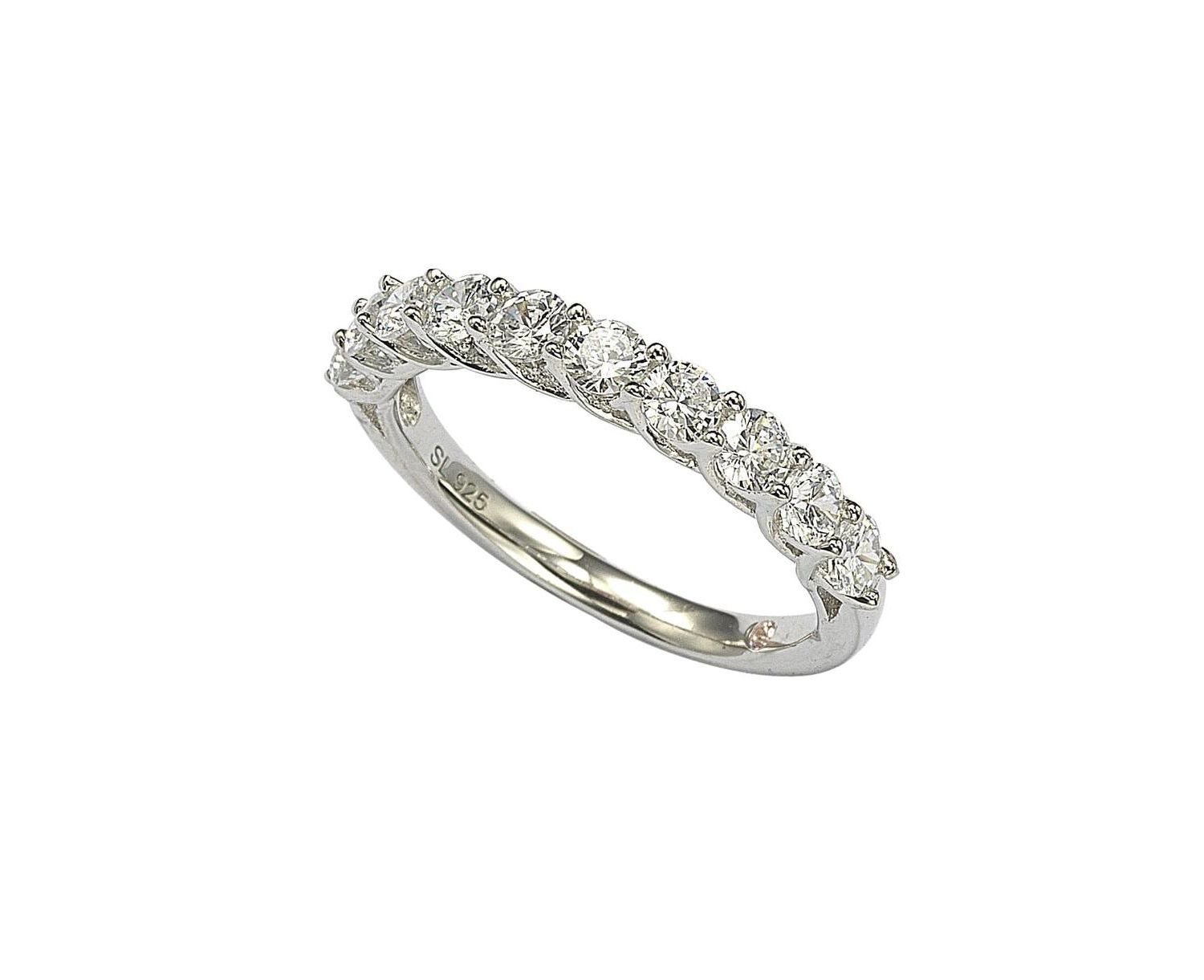 Suzy Levian Sterling Silver White Cubic Zirconia Half Band