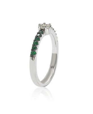 Suzy Levian Sterling Silver Cubic Zirconia Petite Flower Pave Solitaire Band