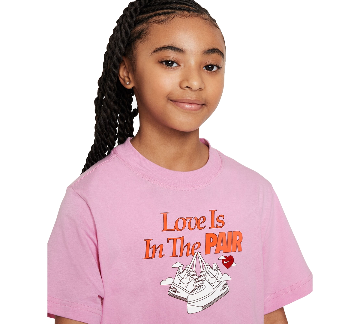 Shop Nike Big Girls Sportswear Boxy-fit Cotton Graphic T-shirt In Pink Rise
