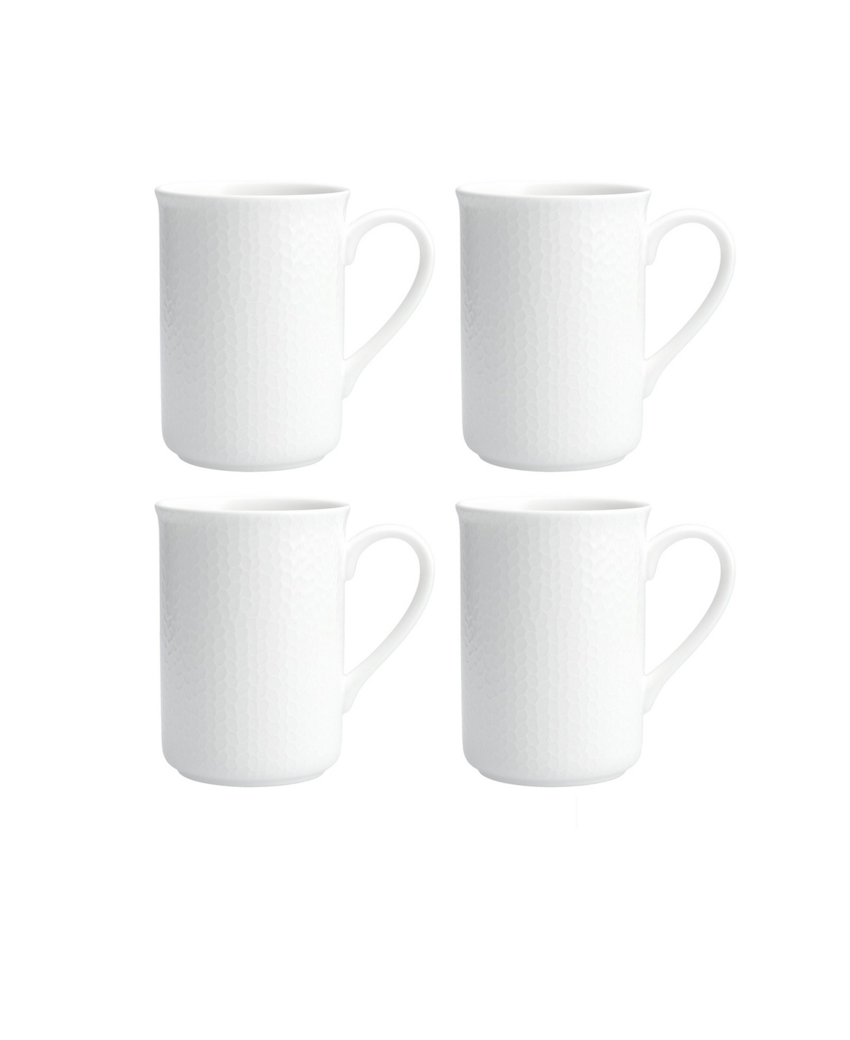 Amanda White Embossed Mugs, Set of 4 - White