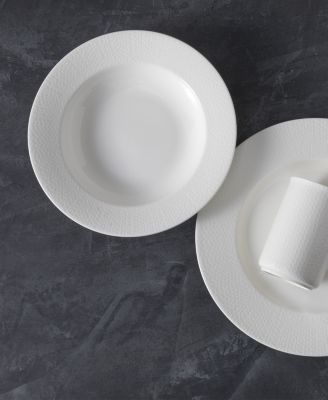 Amanda White Embossed Pasta Bowls, Set of 4