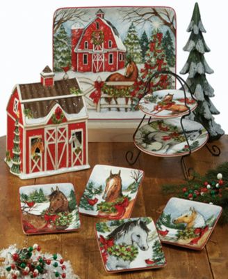 Christmas on the Farm Canape Plates, Set of 4