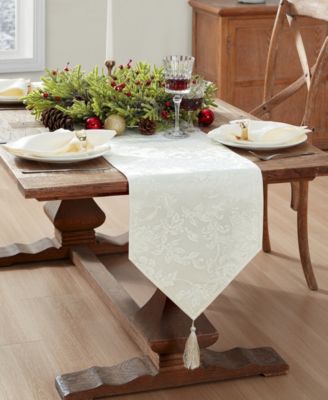 Poinsettia Elegance Jacquard Holiday Table Runner