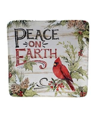 Evergreen Christmas 4 Piece Dessert Plate