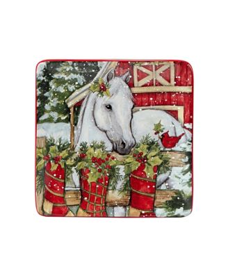 Homestead Christmas 4 Piece Canape Plate Set