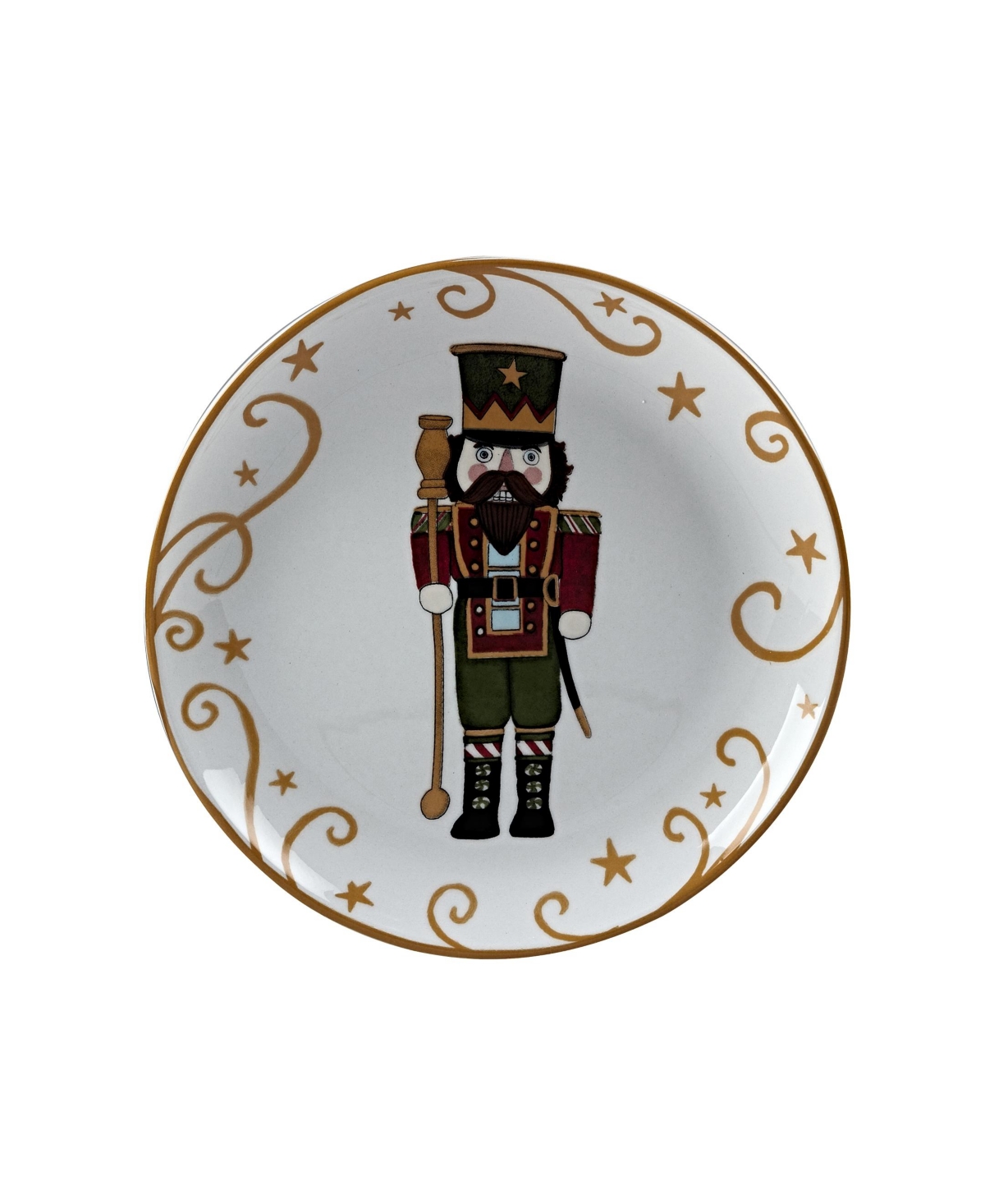 Certified International Holiday Magic Nutcracker 4 Piece Dessert Plate Set In White,red,gold-tone