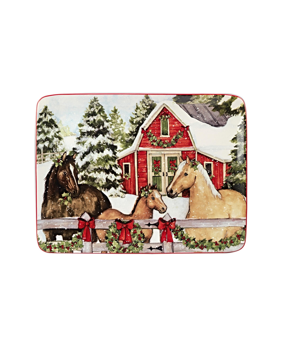 Homestead Christmas Rectangular Platter, 16" x 12"