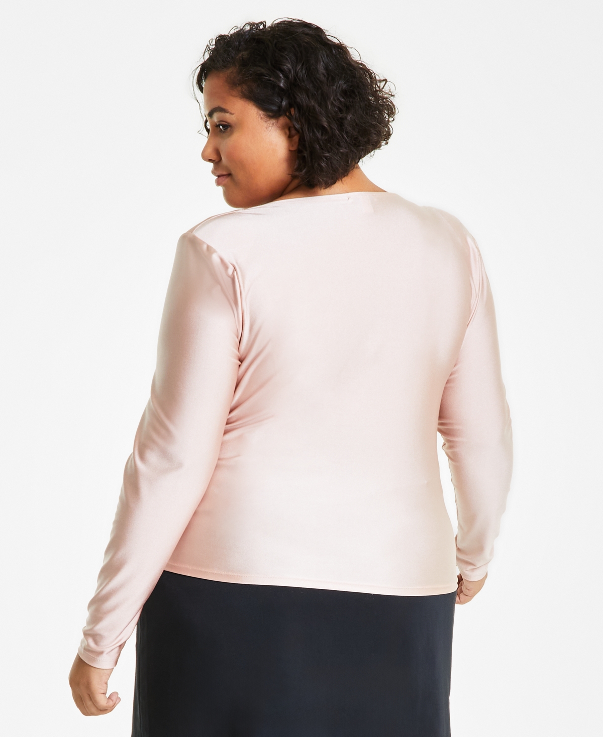 Bar Iii Trendy Plus Size Long-Sleeve Cowlneck Top, Created for Macy's