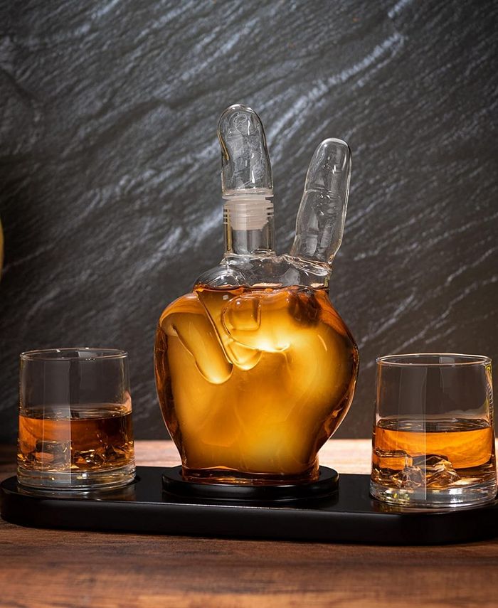 Carafe à Whisky AR15 édition Limitée - 1000ml Avec 4 Verres Balle 12oz - Decanter Pistolet Fait Main - Cadeau Original