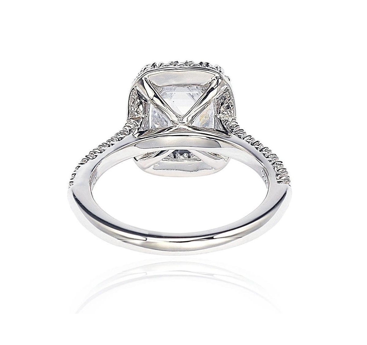 Suzy Levian New York Suzy Levian Sterling Silver Emerald-cut Cubic Zirconia Halo Engagement Ring