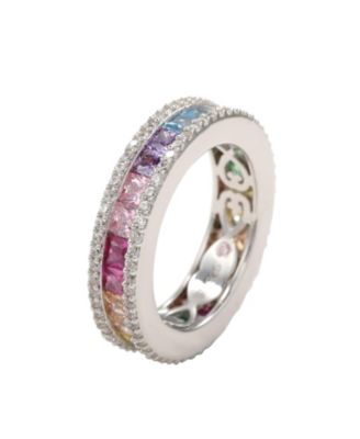 Suzy Levian Sterling Cubic Zirconia Princess Cut Eternity Band