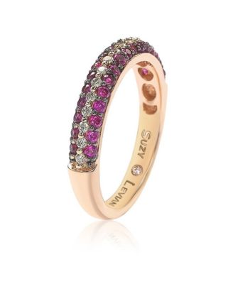 Suzy Levian Rose Sterling Silver Micro-Pave Colored Cubic Zirconia Stackable Band