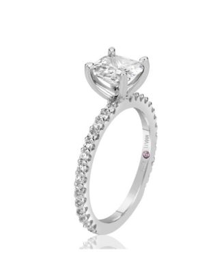 Suzy Levian Sterling Silver Cushion Cut Cubic Zirconia Bridal Engagement Ring