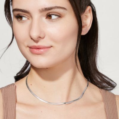 Herringbone Chain Necklace - Ina Silver