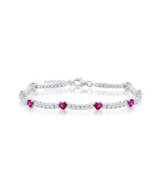 Sterling CZ heart Tennis Bracelet (, , Or )