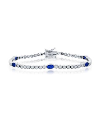 Sterling Beaded Outline Round & Oval CZ Bracelet (, , Or )