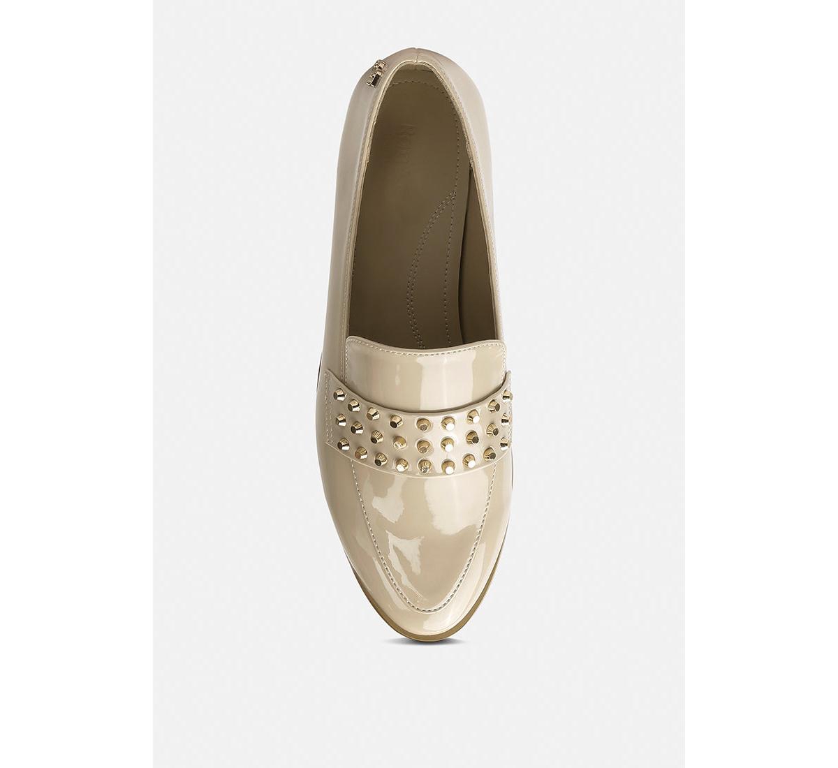 Rag & Co Meanbabe Womens Semicasual Stud Detail Patent Loafers