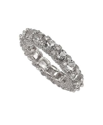 Suzy Levian Sterling Silver Cubic Zirconia Pave U-Shape Setting Eternity Band Ring