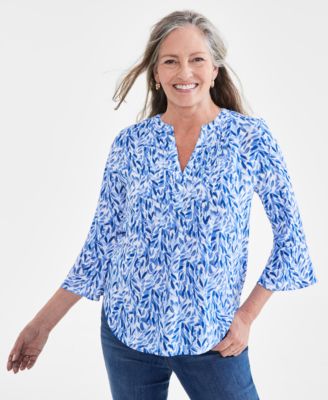 Marin Floral Split Neck Top Marin Floral Split Neck Top