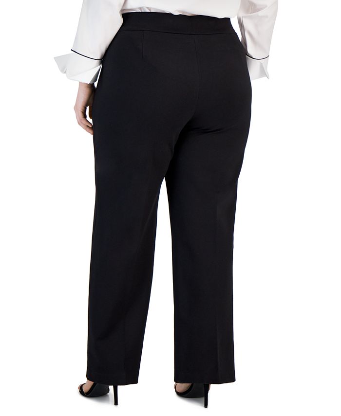 Anne Klein Plus Size Compression Pull-On Wide-Leg Trousers - Macy's