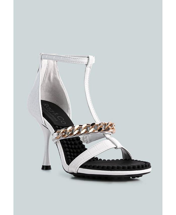 RAG & Co. DAKOTA Metal Chain Mid Heel Sandals