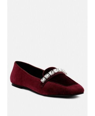 LAMINGTON Womens Diamante Embellished Velvet Loafers
