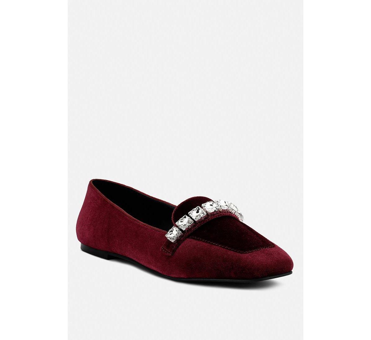 Lamington Womens Diamante Embellished Velvet Loafers