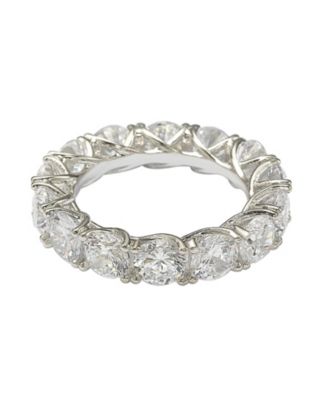 Suzy Levian Sterling Silver Cubic Zirconia Crossing Setting Eternity Band