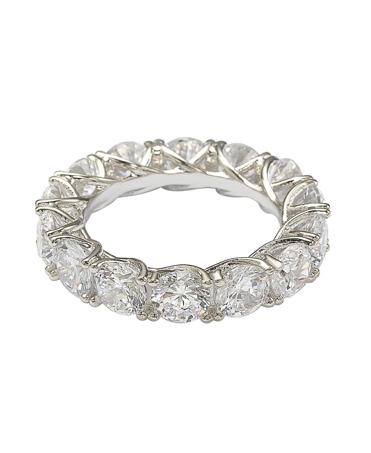 Suzy Levian New York Suzy Levian SterlingCubic Zirconia Crossing Setting Eternity Band Ring - Silver