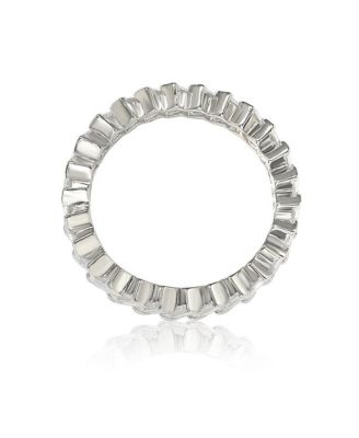Suzy Levian Sterling Silver White Cubic Zirconia Bagguette Eternity Band