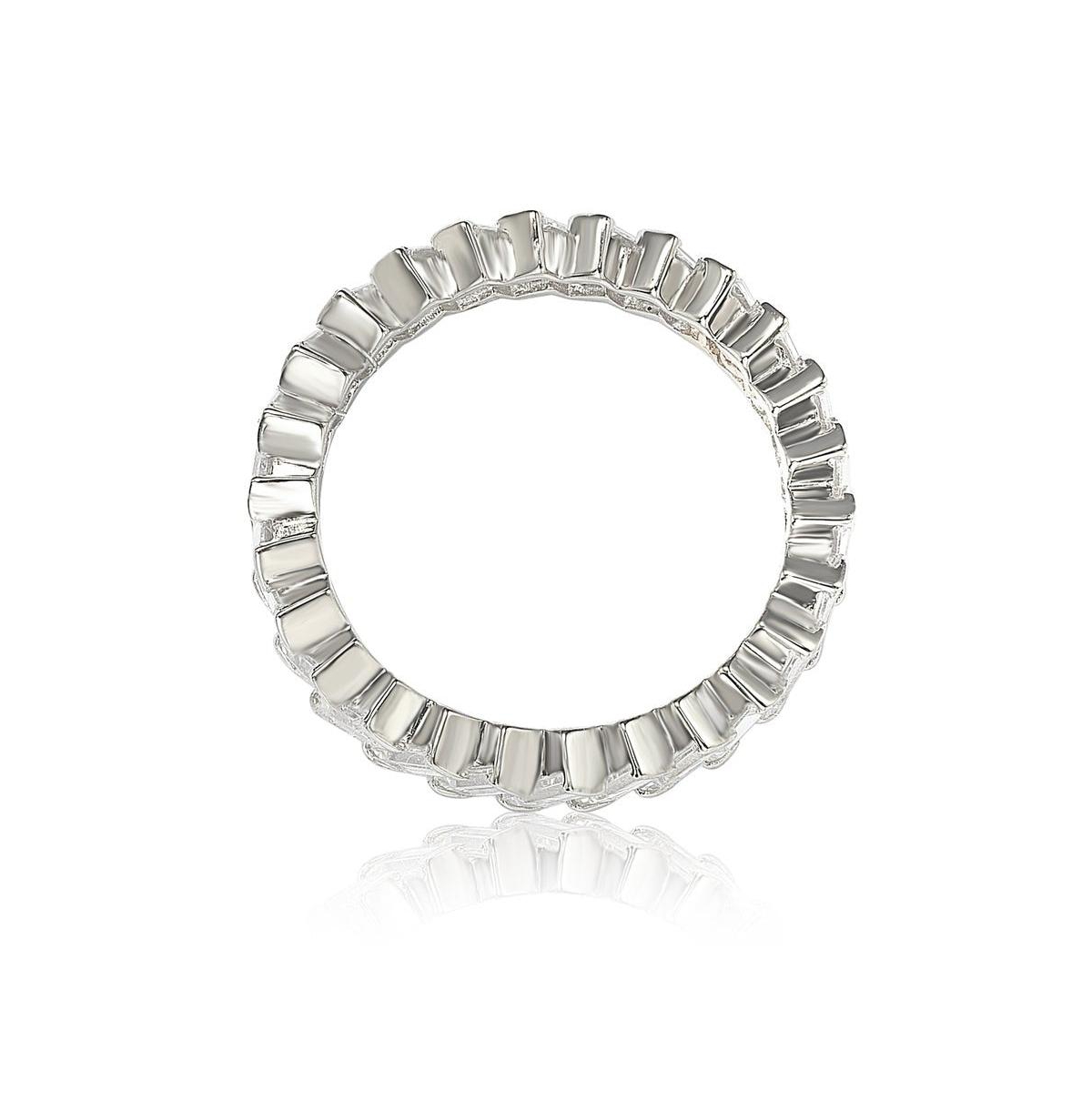 Suzy Levian New York Suzy Levian Sterling SilverCubic Zirconia Baguette Eternity Band Ring - White